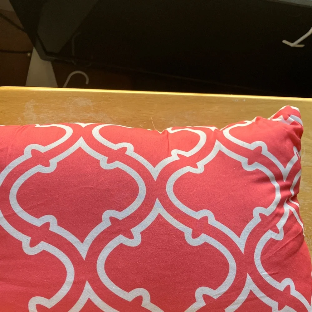 Orange and White Decorative Pillow